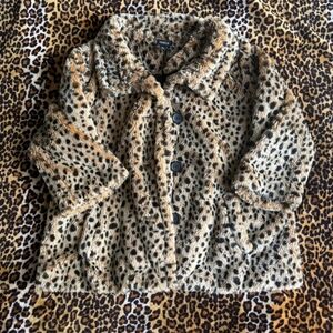 Torrid Black and Tan Animal Print Teddy Jacket